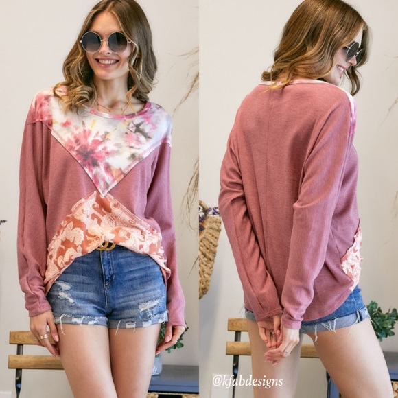 LAST 2! Color Block Paisley/Tie Dye Print Super Soft Top! - Picture 5 of 8